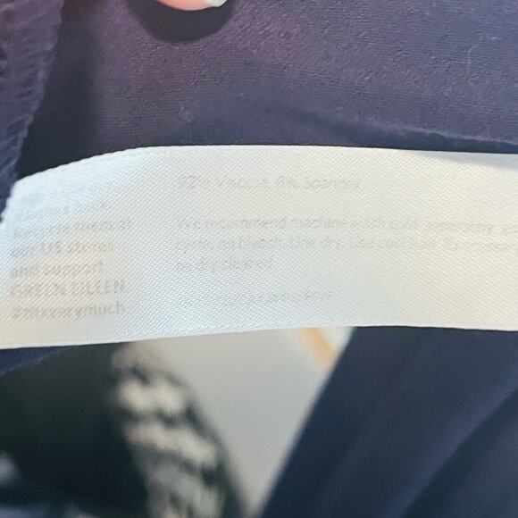 Eileen Fisher Navy Drape Neck Knit Midi Dress XS Fit Flare Stretchy Workwear - Picture 6 of 6